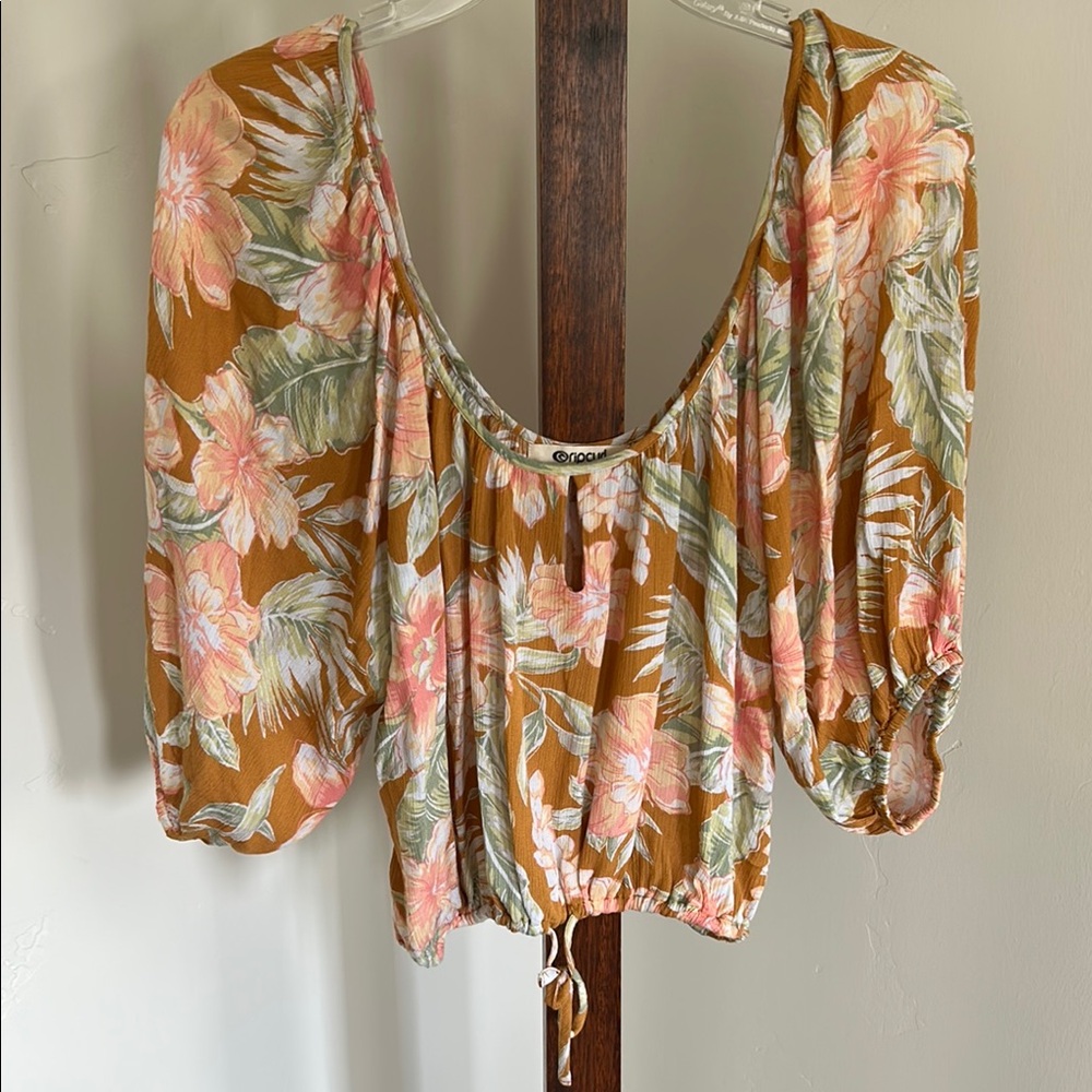 Rip Curl Always Summer Blouse‎  Multicolor Floral Peasant Top Women’s Size S